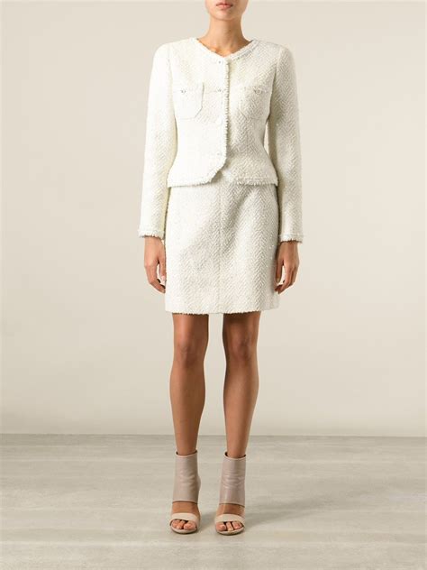 chanel skirt suit|vintage Chanel tweed suit.